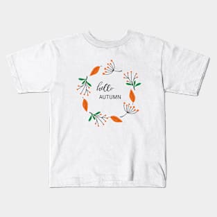 Fall wreath with leaves and berries Kids T-Shirt